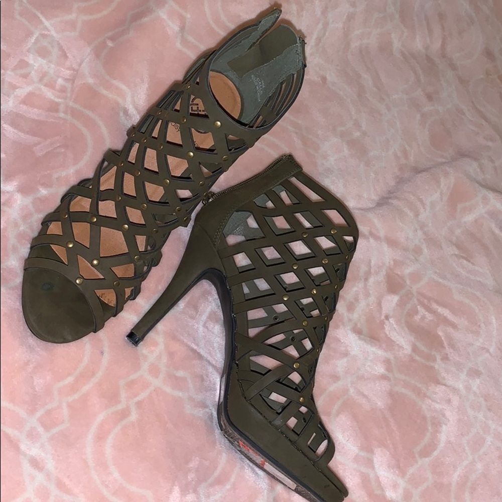 Olive green high heels